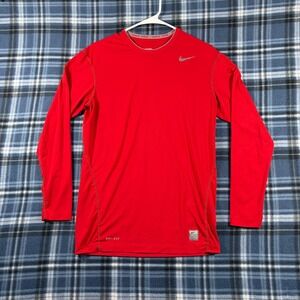 Nike Pro Compression Long Sleeve Shirt Red Dri-FIT Mens XL